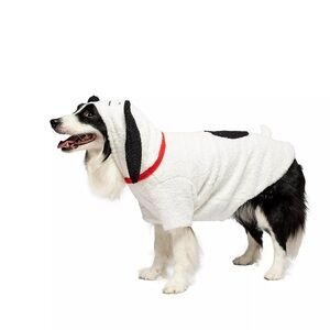 Cozy White Dog Hoodie with Black Accents